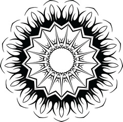 Black And White Decorative Symmetrical Ornate Ornament Ornamental Mandala Design 039