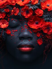 Fototapeta premium Abstract Floral Face - Female Beauty in Artistic Interpretation