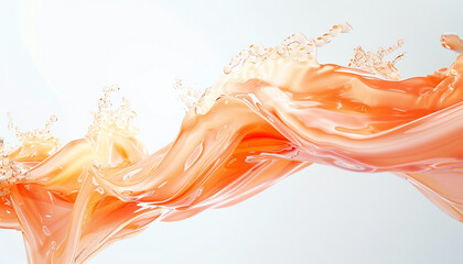 Fototapeta premium Peach sorbet wave abstract, light and refreshing peach sorbet wave flowing smoothly on a white background.