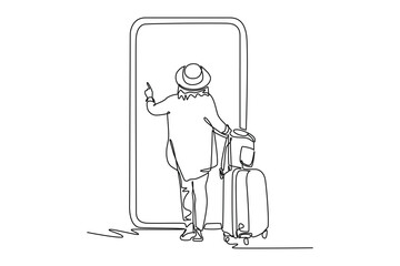 One continuous line drawing of Fingers touching, tapping, scrolling smartphone screens concept. Doodle vector illustration in simple linear style