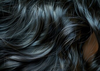 Naklejka premium Black hair texture close up