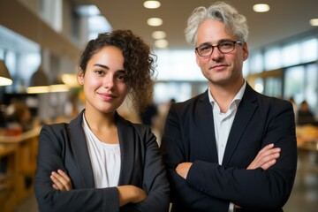 portrait of two business professionals in suits
