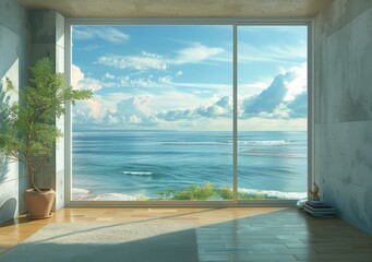 Modern minimalist home overlooking the ocean
