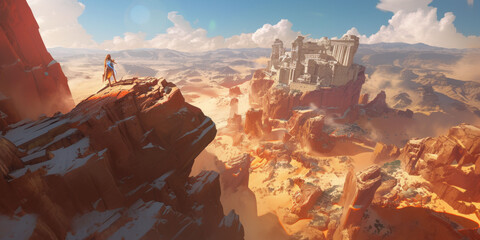 Fantasy Desert Mountains Landscape 8K AI art generated using Midjourney