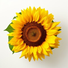 Fototapeta premium Sunflower in full bloom against a white background