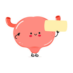 Cute funny Bladder poster character. Vector hand drawn cartoon kawaii character illustration. Isolated white background. Bladder poster