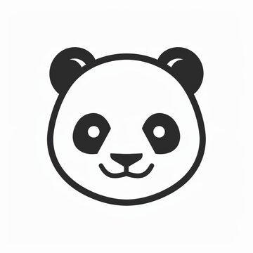Vector illustration icon of a cute panda head over white background.