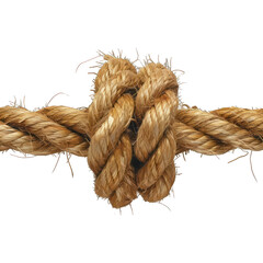 A close-up of a thick, natural fiber rope tied in a tight knot - AI Generated Digital Art