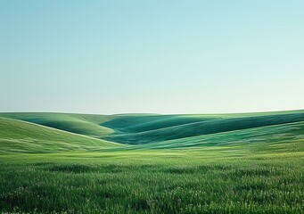 Obraz premium Green rolling hills under blue sky