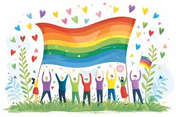 Vivid artistic portrayal of lgbtq  diversity and inclusion in a vibrant illustration