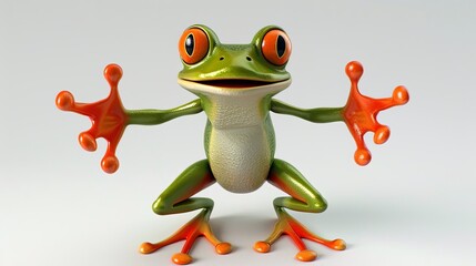 red eyed frog on a white background