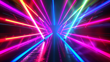 abstract multicolor spectrum background, bright neon rays, and colorful glowing lines