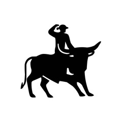 Bull rider vector illustration black and white | Bull silhouette balck svg Bull rider