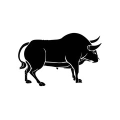 Big furious bull vector illustration | Silhouette of a bull black and white