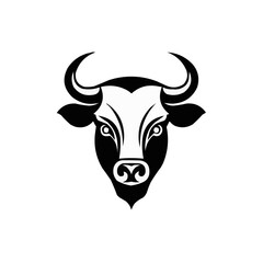 Furious Bull head isolated on white Canvas | Vector illustration of a bull