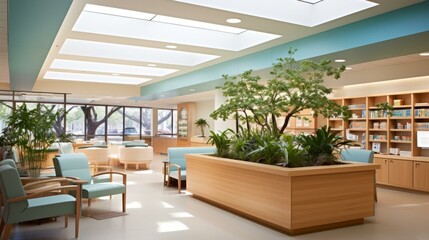 The waiting room of a modern hospital