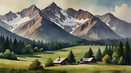 for advertisement and banner as Alpine Echoes The majesty of alpine landscapes echoed.generative.ai