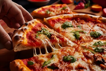 Cutting pizza into slices with one slice missing generative AI