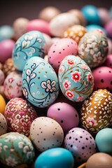 Fototapeta na wymiar A beautiful image of Easter eggs with various designs and colors