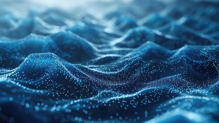 abstract blue background with glowing particles,Dynamic Digital Landscape with Abstract Blue Particle Waves,Futuristic wave ,Network connection structure in cyberspace