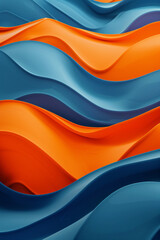 Vivid orange and cerulean blue waves, energetic and striking for dynamic sports gear advertisements