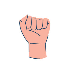 hand clenched into fists, protest sign, illustration on white background