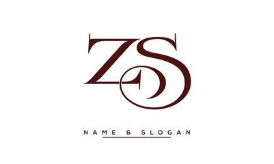 ZS, SZ Z, S Abstract Letters Logo Monogram