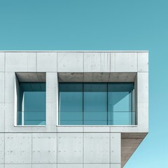 Blue concrete building with glass windows
