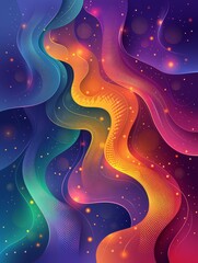 An abstract background of flowing, glowing waves of color