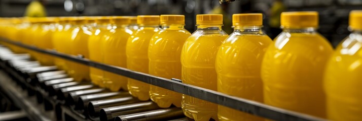 Highly efficient production line for bottled juice in a contemporary factory environment