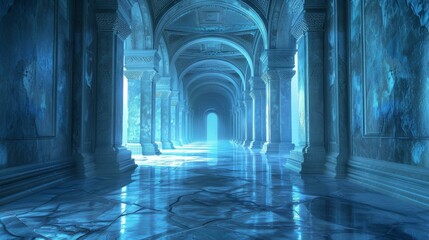 Blue palace hallway