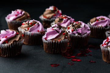 Cupcakes decorated with a hearts shaped