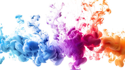 Dynamic Color Burst in Water on Transparent Background