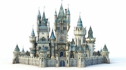 fairytale castle on a white background