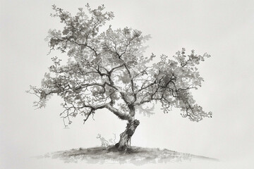 Fototapeta premium a ancient tree curve shape paint black and orange colors isolated on white sky background.