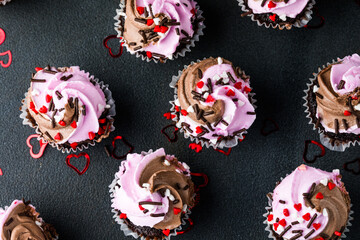 Cupcakes decorated with a hearts shaped
