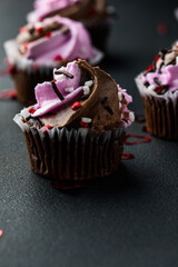 Cupcakes decorated with a hearts shaped