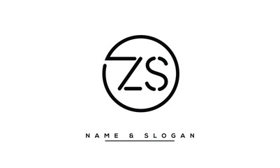 ZS, SZ Z, S Abstract Letters Logo Monogram