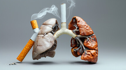 Cigarettes and lung smoke damage the lung as result of smoking-1