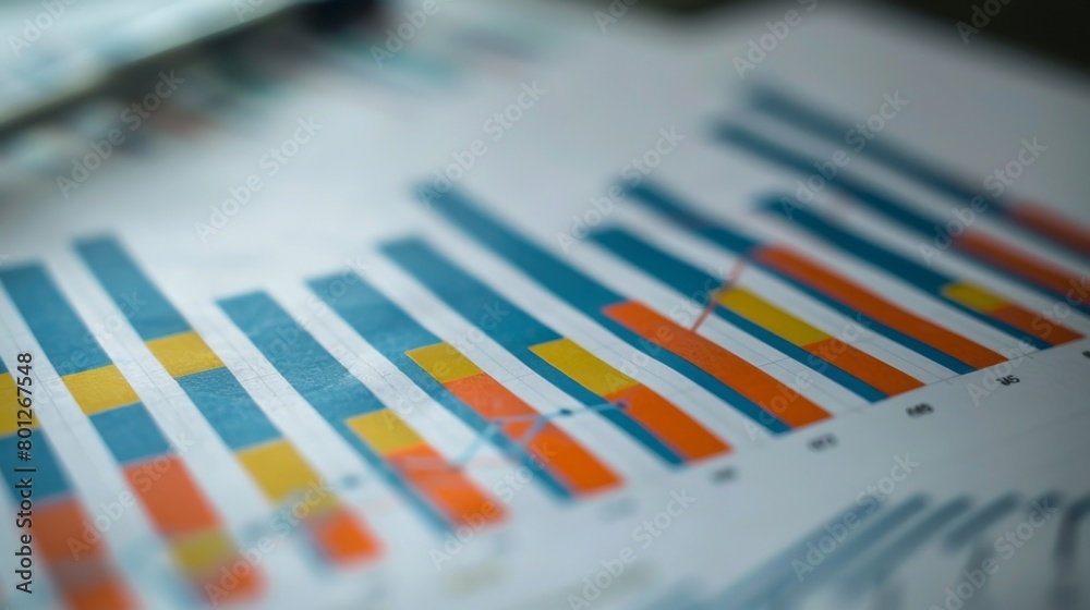 Poster A close-up of a bar graph printed on paper, showcasing statistical data for research or presentation purposes.
