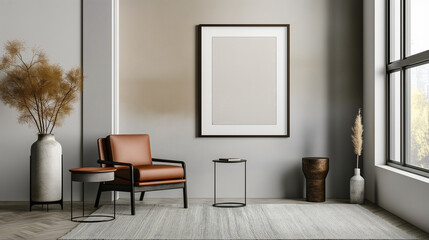 Frame mockup modern Living room near window