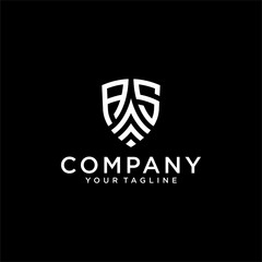 AS shield letter logo design template.