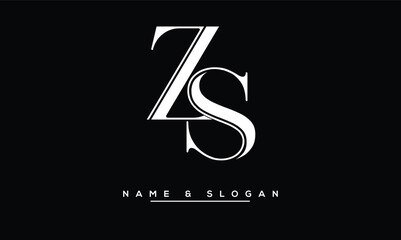 ZS, SZ Z, S Abstract Letters Logo Monogram