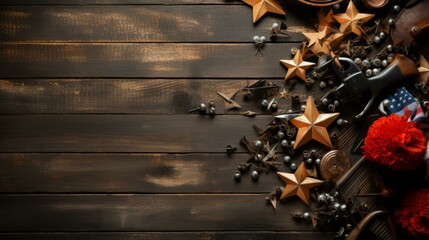 Patriotic themed background with stars and vintage gun