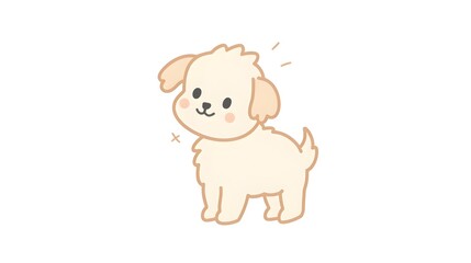 Fototapeta premium Adorable Pastel Doodle of Fluffy Puppy on White Background