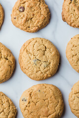 Overhead of peanut butter cookies