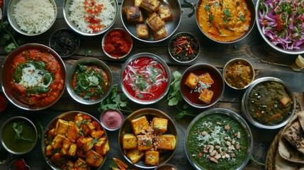 A colorful array of Indian paneer dishes, showcasing the versatility and richness of this beloved ingredient in Indian cuisine.