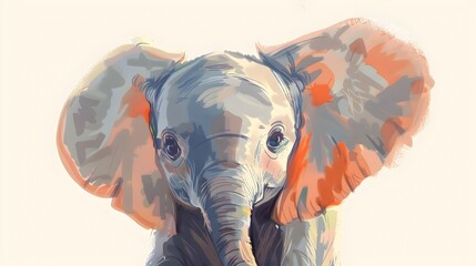 Obraz premium Soothing Pastel of a Charming Baby Elephant