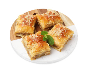 Eastern sweets. Pieces of tasty baklava isolated on white