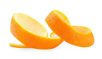 One fresh orange peel isolated on white